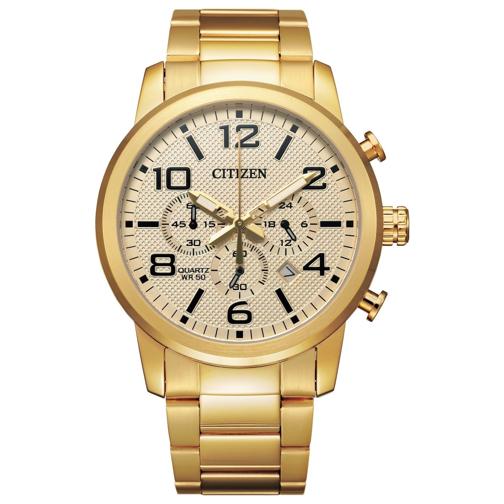 CITIZEN WATCH COMPANY Citizen Quartz Gold Tone Chronograph Bracelet Watch w/Date