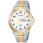 CITIZEN WATCH COMPANY Citizen Quartz SS Two Tone White Dial Expansion Band Watch w/Date/Date