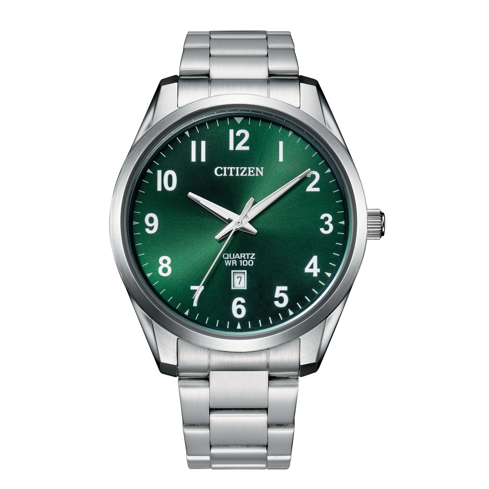 CITIZEN WATCH COMPANY Men's Citizen Quartz Green Dial w/ Date & Full Number Bracelet Watch