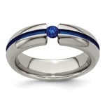 QUALITY GOLD OF CINCINNATI INC Titanium Sapphire and Blue Anodized 6mm Band sz11