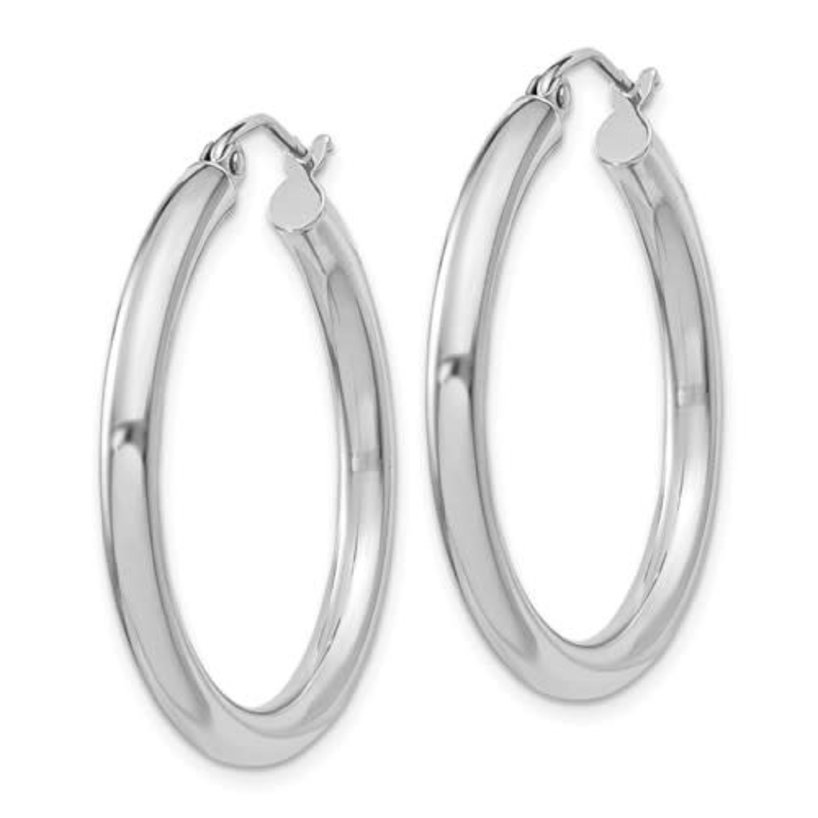 QUALITY GOLD OF CINCINNATI INC Sterling Silver Rhodium Plated 3x30mm Round Hoops