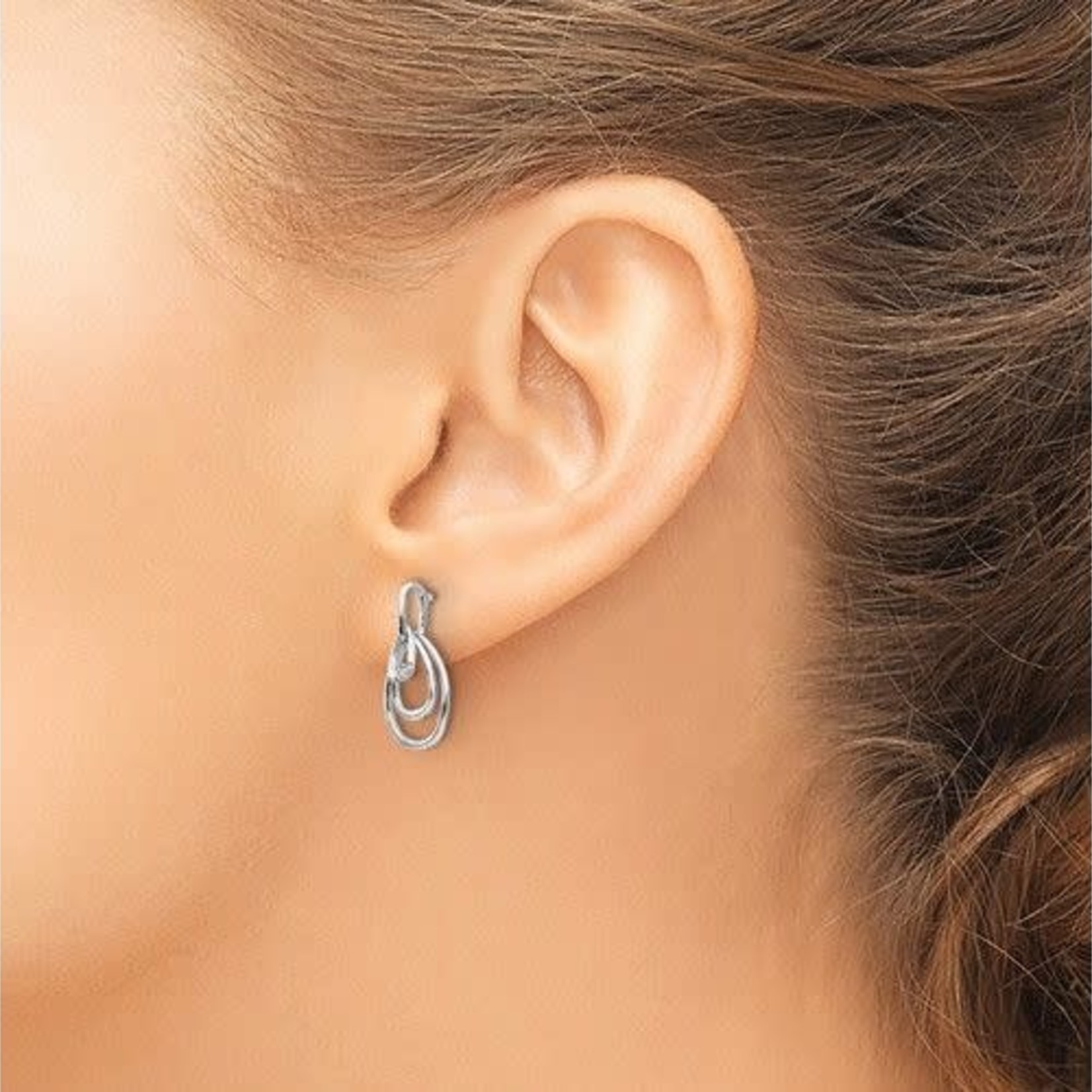 QUALITY GOLD OF CINCINNATI INC Sterling Silver Rhodium Plated Teardrop Diamond Post Dangle Earrings