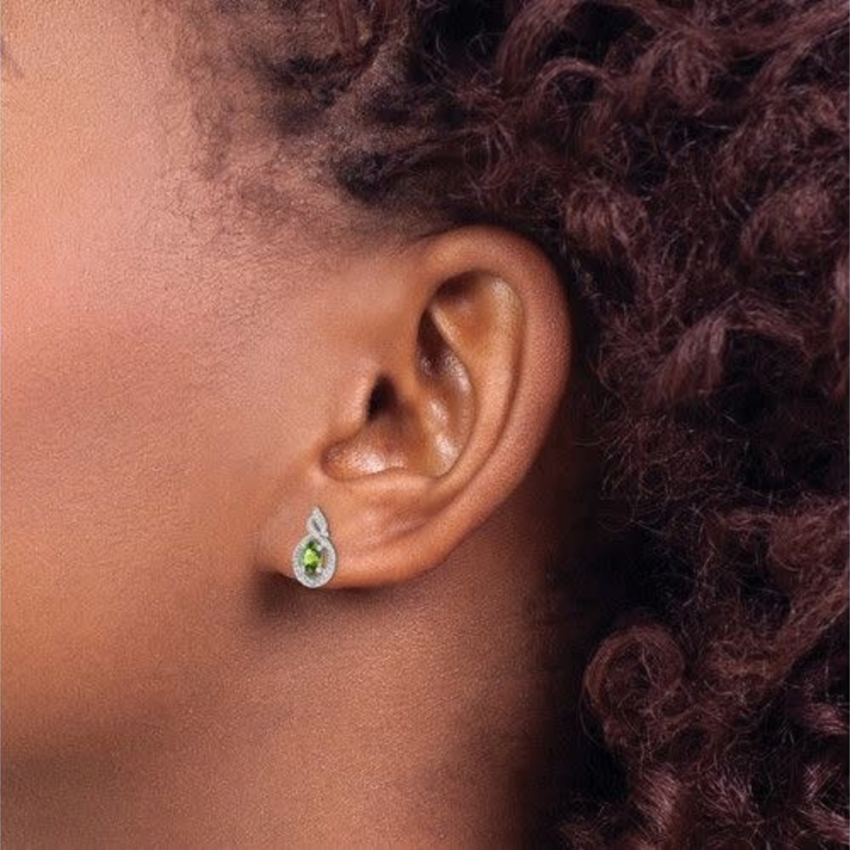 QUALITY GOLD OF CINCINNATI INC Sterling Silver Rhodium Plated Peridot and Diamond Earrings