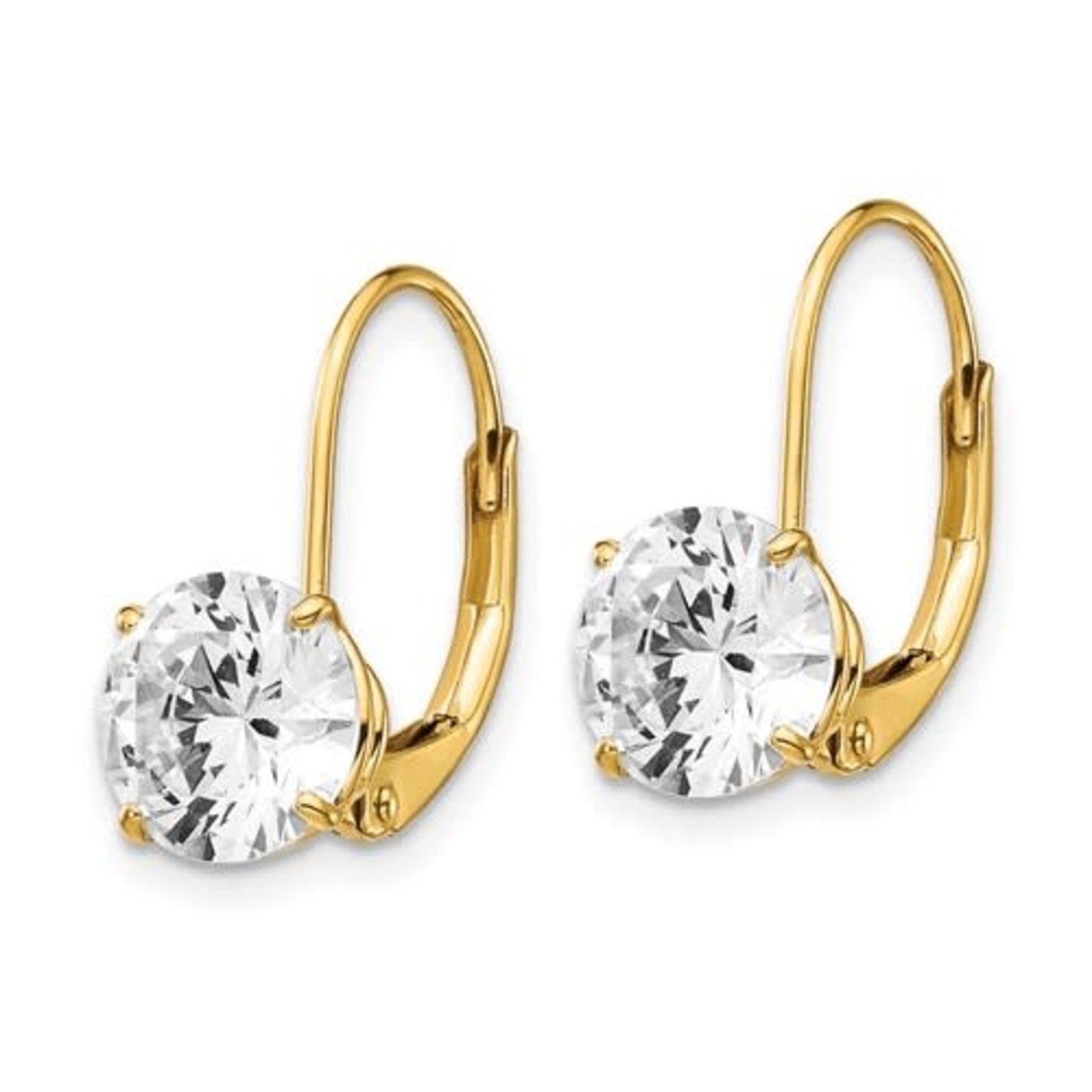 QUALITY GOLD OF CINCINNATI INC 14K 7mm Cubic Zirconia (CZ) Leverback Earrings