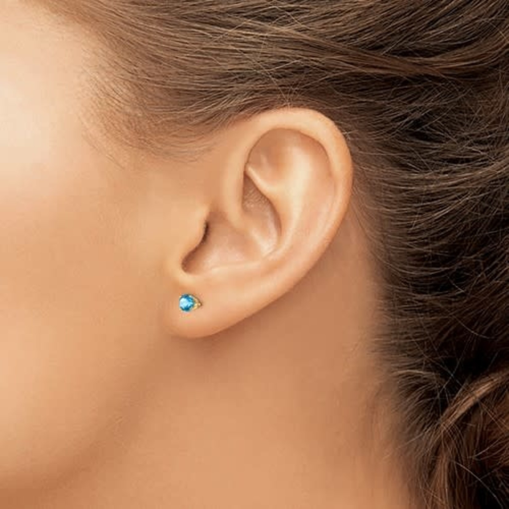QUALITY GOLD OF CINCINNATI INC 14K 4mm Blue Topaz Earrings