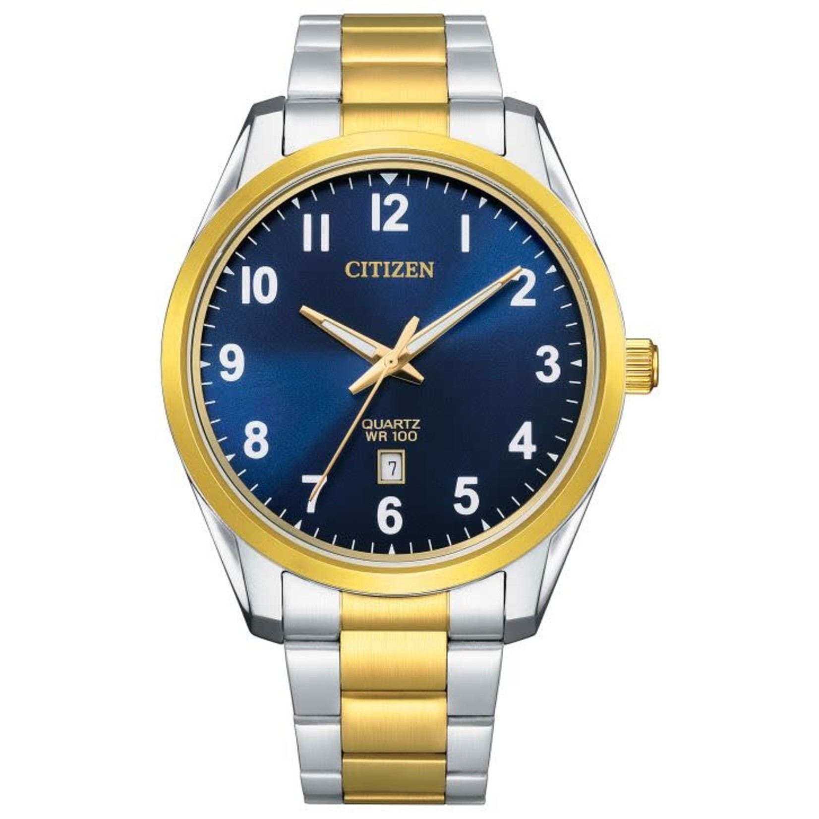 CITIZEN WATCH COMPANY Citizen Quartz Two Tone Blue Dial Watch w/Date