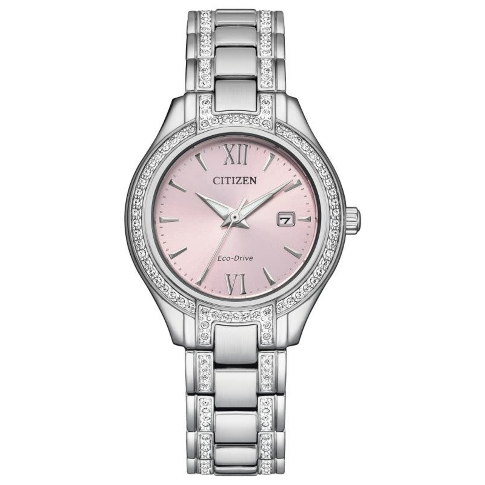 CITIZEN WATCH COMPANY Citizen Eco-Drive Pink Dial Crystal Accents w/Date