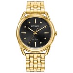 CITIZEN WATCH COMPANY Citizen Eco-Drive Dress Classics Gold Tone Black Dial Bracelet Watch