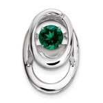 QUALITY GOLD OF CINCINNATI INC Sterling Silver Rhodium Plated Dancing Created Emerald Pendant w/Chain