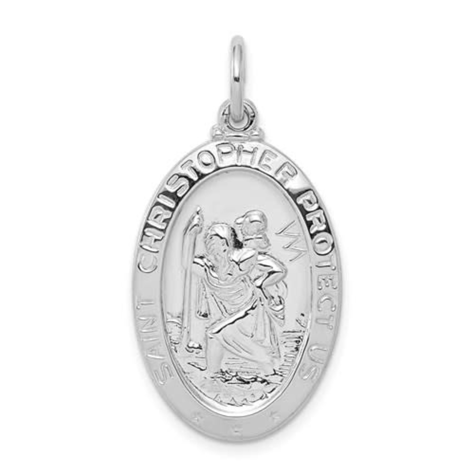 QUALITY GOLD OF CINCINNATI INC Sterling Silver Oval Saint Christopher Medal