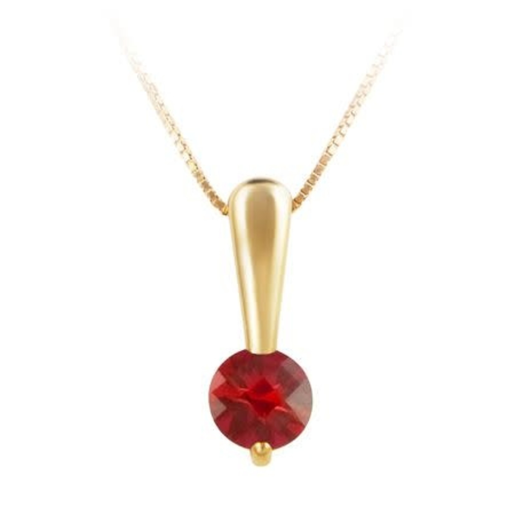 A.NEAL ORIGINALS 10K 5mm Round Lab Created Ruby Pendant w/Chain