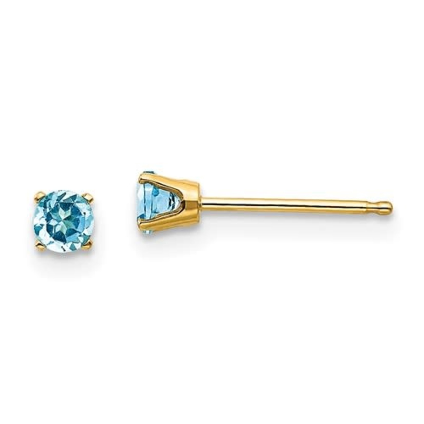 QUALITY GOLD OF CINCINNATI INC 14K 3mm Blue Topaz Earrings