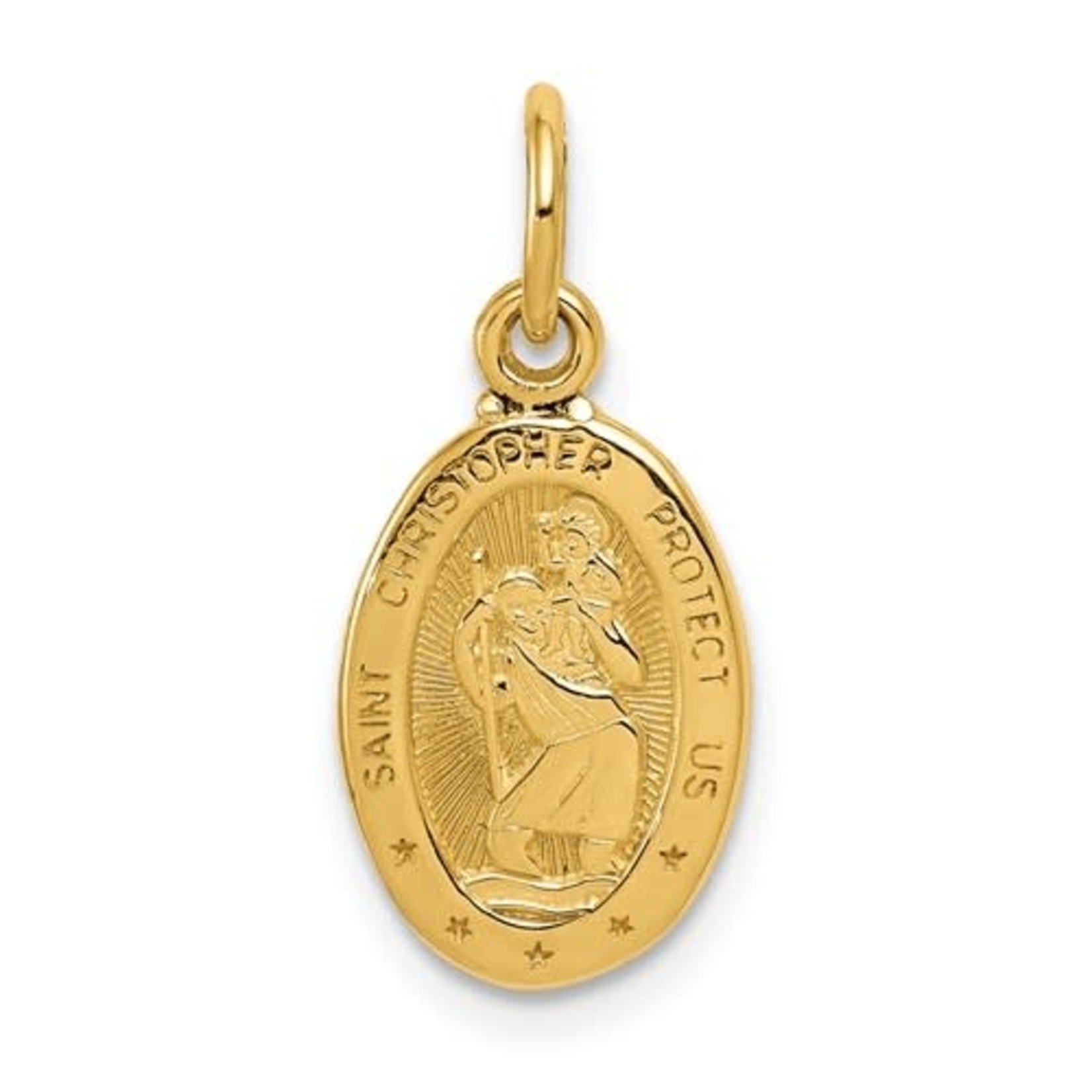 QUALITY GOLD OF CINCINNATI INC 14K Oval Small Saint Christopher Medal