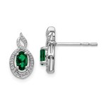 QUALITY GOLD OF CINCINNATI INC Sterling Silver Rhodium Plated Created Emerald and Diamond Earrings