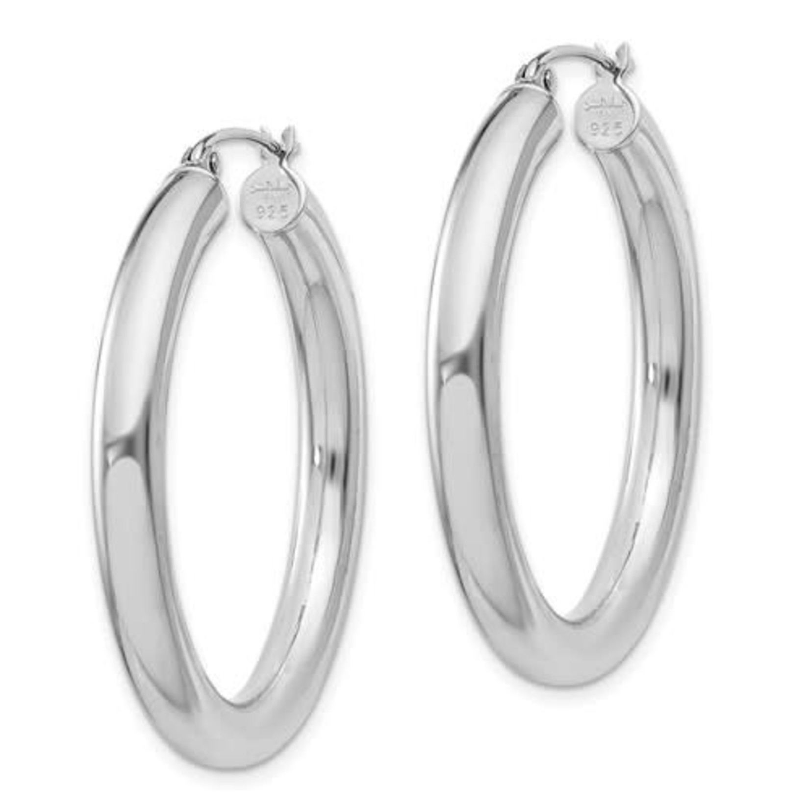 QUALITY GOLD OF CINCINNATI INC Sterling Silver Rhodium Plated Plain Hoops 34.5x4mm