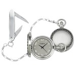 LEGERE Silver Tone Pocket Watch w/Chain & Knife