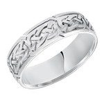 FREDERICK GOLDMAN, INC. 14KW 6.5mm Celtic Knot Carve Band sz10.5