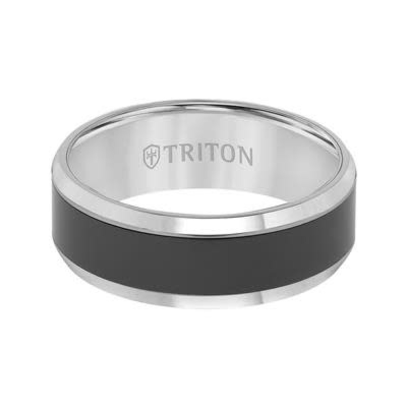 Triton Tungsten Carbide/Black Ceramic 8mm Band sz12.5