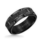 Triton Black Tungsten Carbide Brick Cut Band sz10