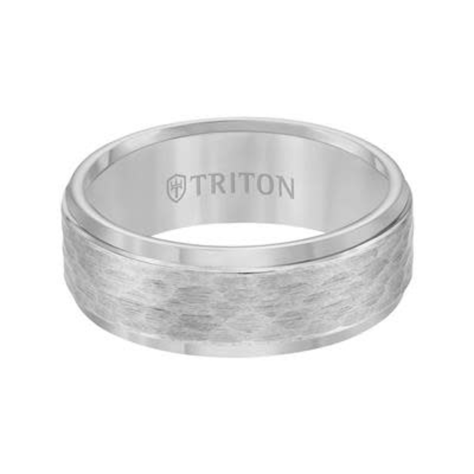 Triton Grey Tungsten Carbide 8mm Hammered Band sz10