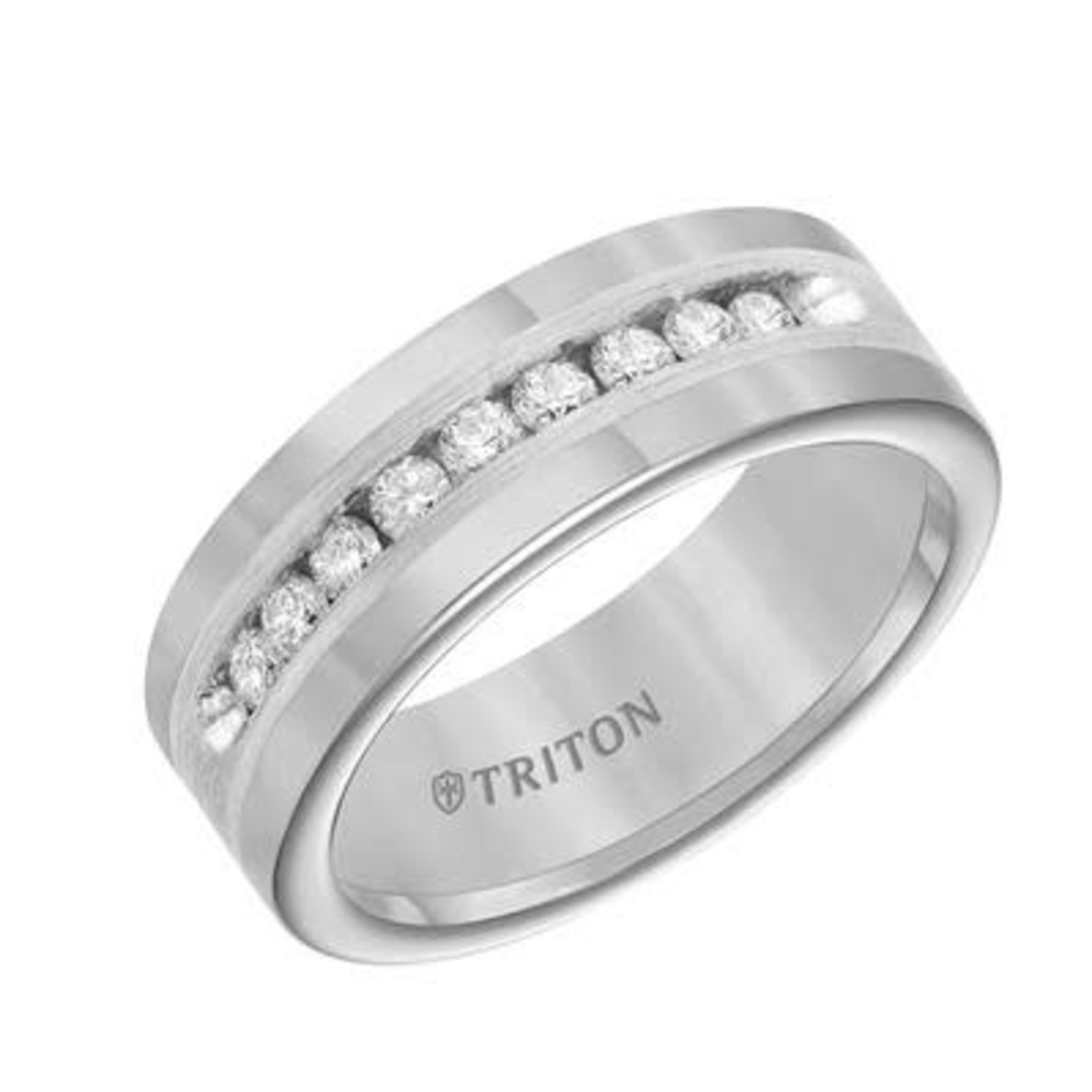 Triton Tungsten Carbide/Sterling Silver Diamond Band sz10