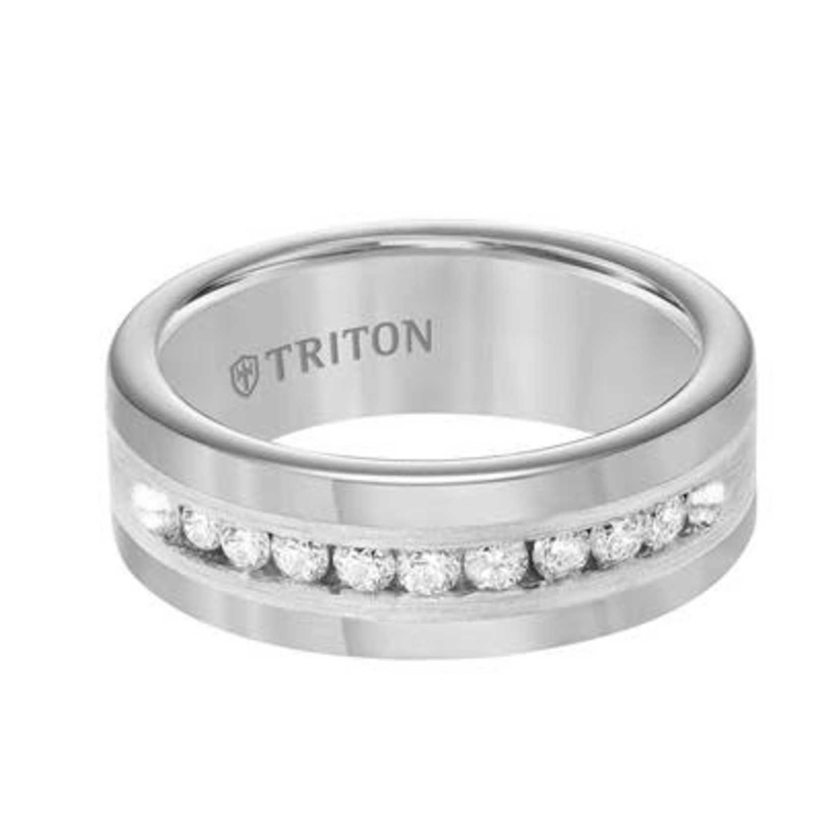 Triton Tungsten Carbide/Sterling Silver Diamond Band sz10