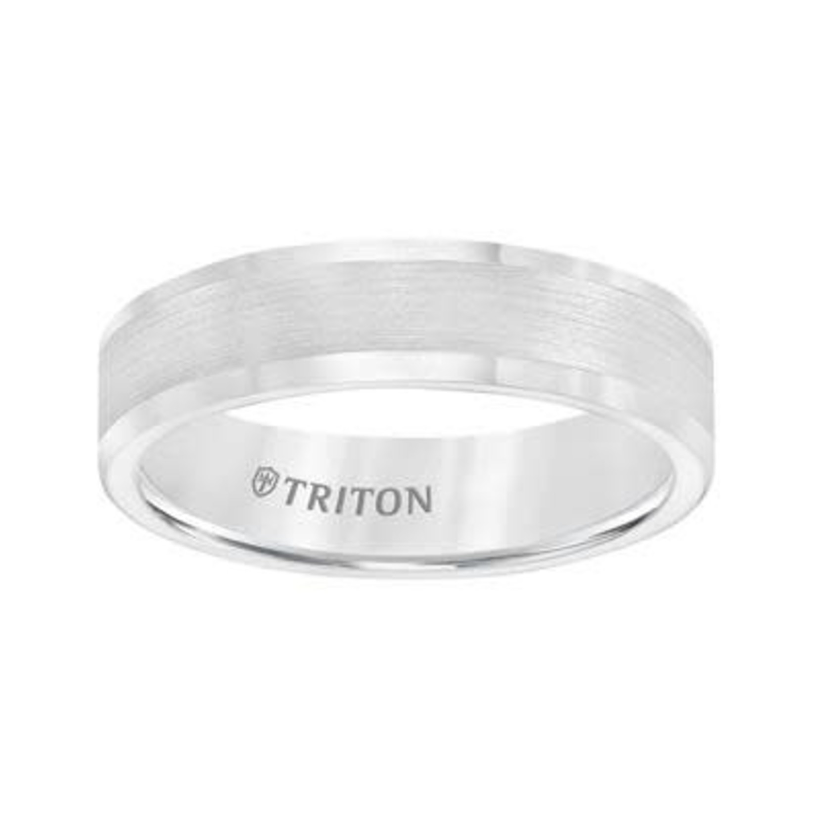 Triton White Tungsten Carbide 6mm Roll Edge Satin Finish sz10