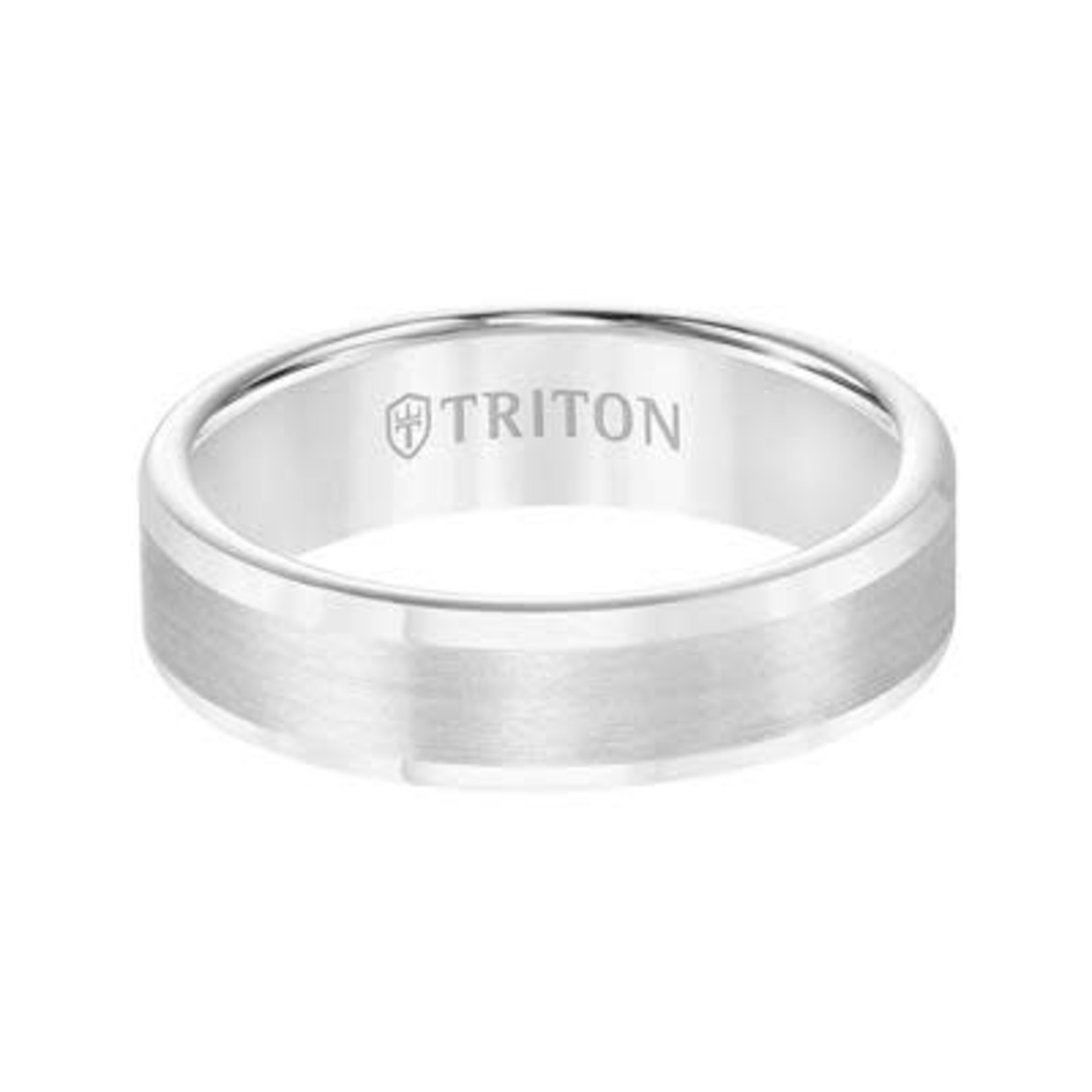 Triton White Tungsten Carbide 6mm Roll Edge Satin Finish sz10