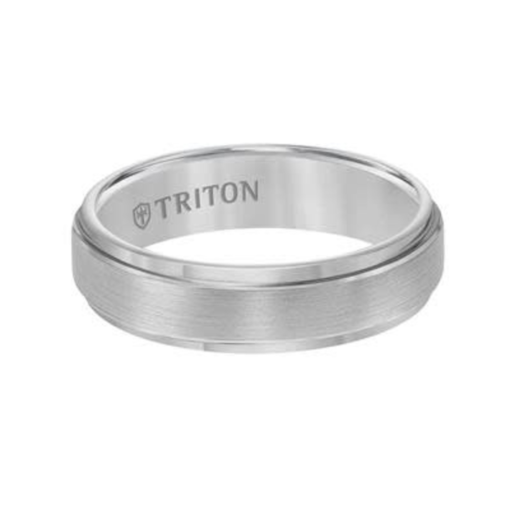 Triton Gray Tungsten Carbide 6mm Step Edge Satin Finish Band sz10