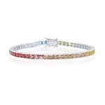 CLASSIC IMPORTS INC 7.5” Sterling Silver Rainbow Cubic Zirconia Channel Set Bracelet