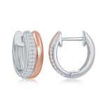CLASSIC IMPORTS INC Sterling Silver & Rose Gold Plated Micro Pave CZ Hoops