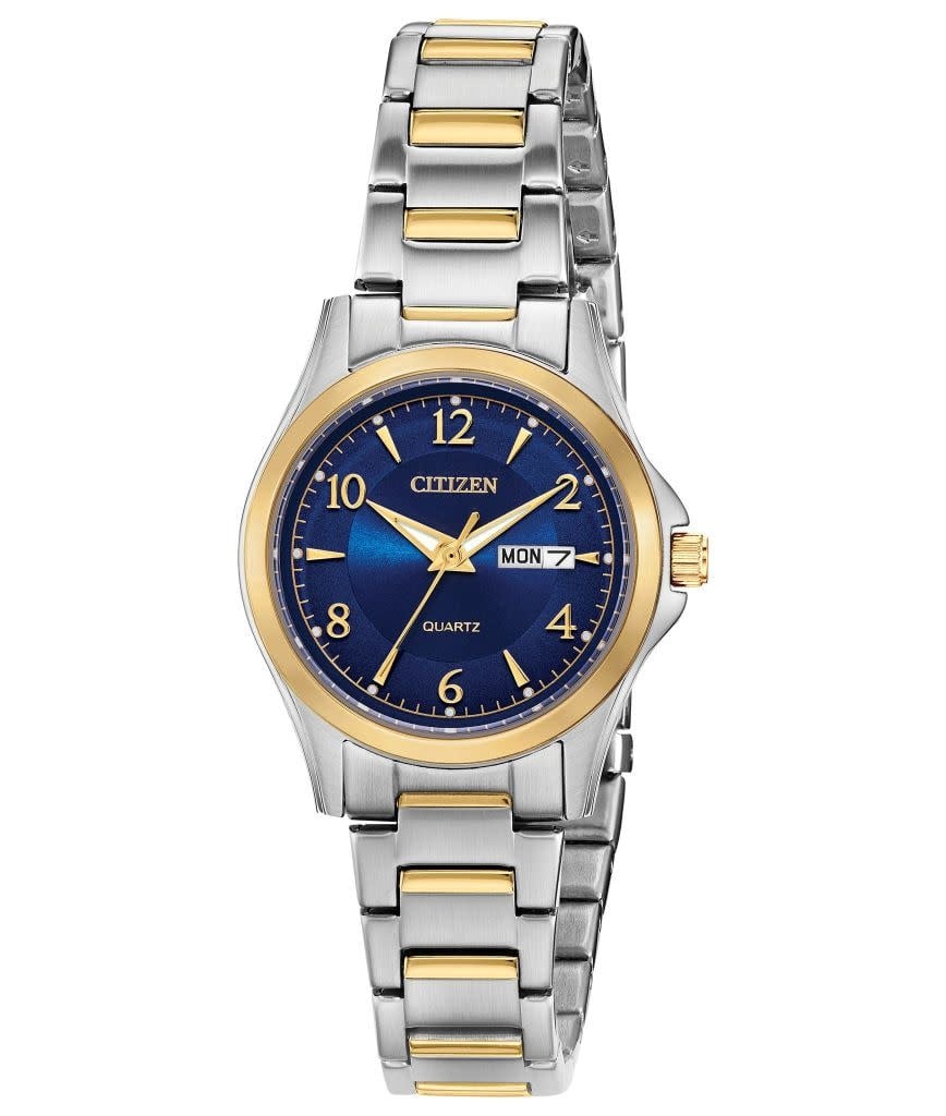 Citizen Quartz Two Tone Blue Dial w/Day/Date Watch - Robinette