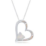CLASSIC IMPORTS INC Sterling Silver Inlay Opal Heart Pendant