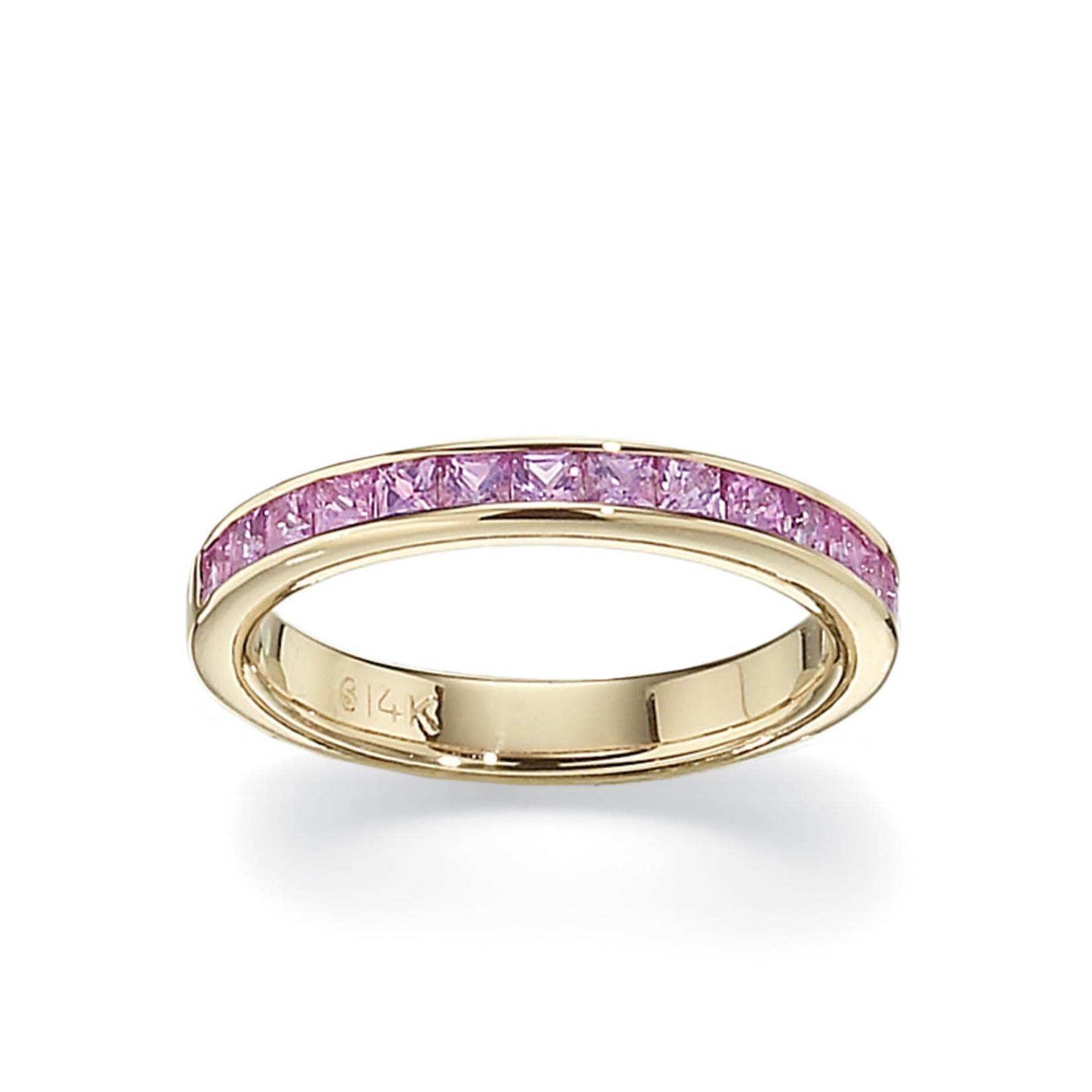 BYARD F. BROGAN INC. 14K 2mm Princess Cut Pink Sapphire Eternity Band