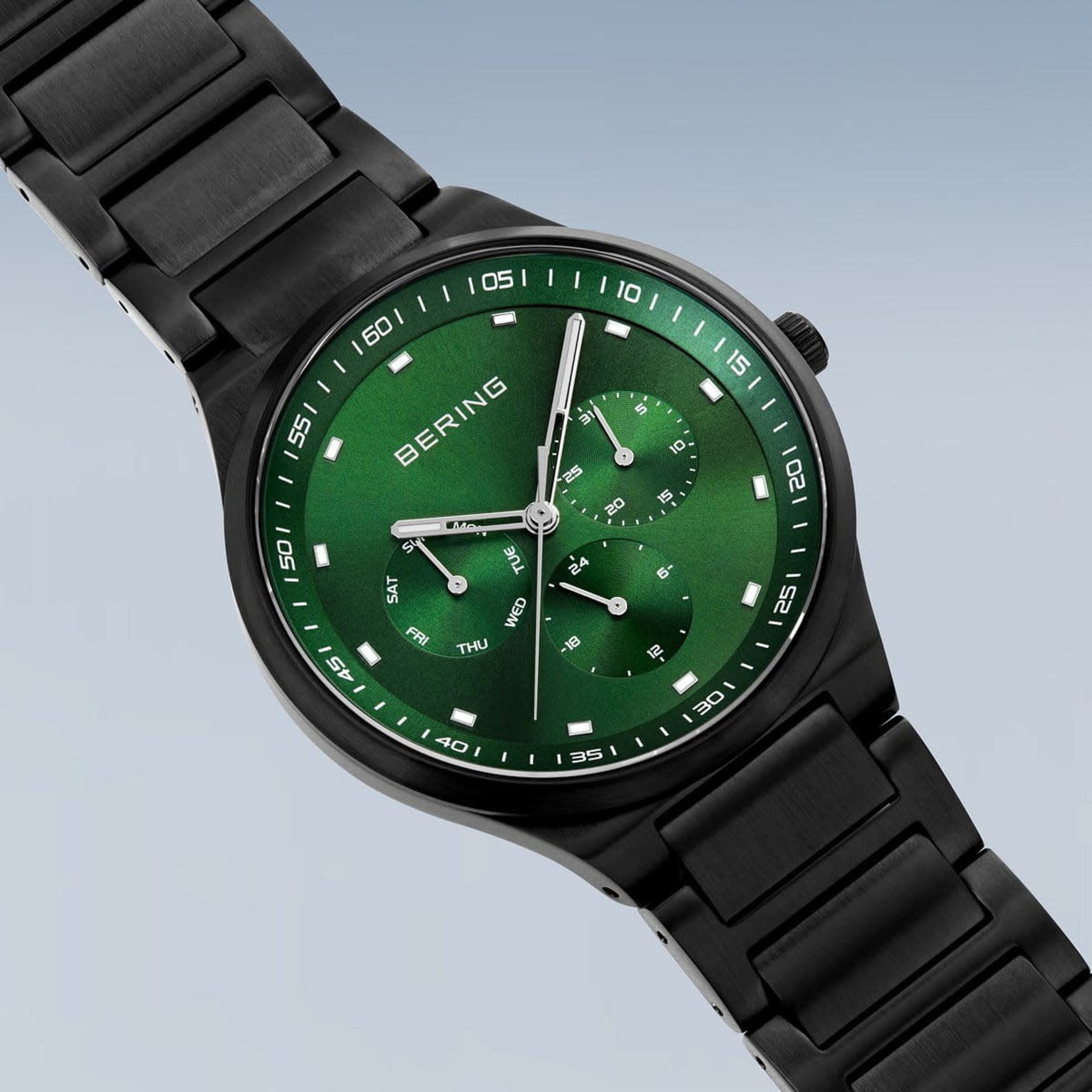 BERING Bering Black Stainless Steel Classic w/Green Dial, Day, Date & 24 Hour