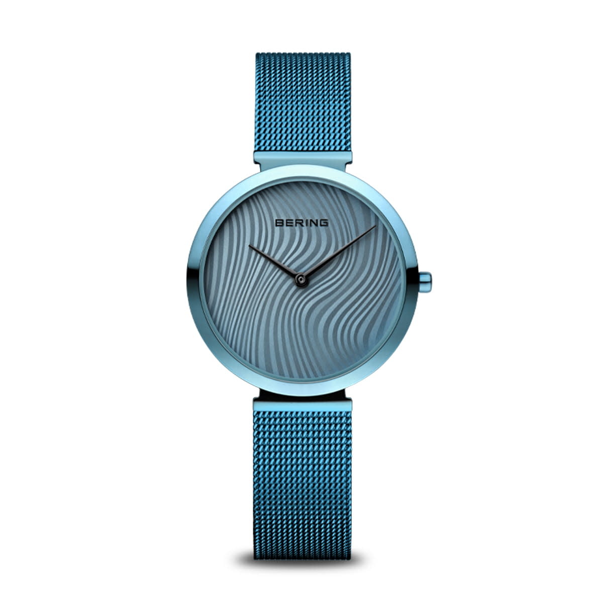 Bering Unisex Luxury Watch Blue Mesh Stainless Adjustable 