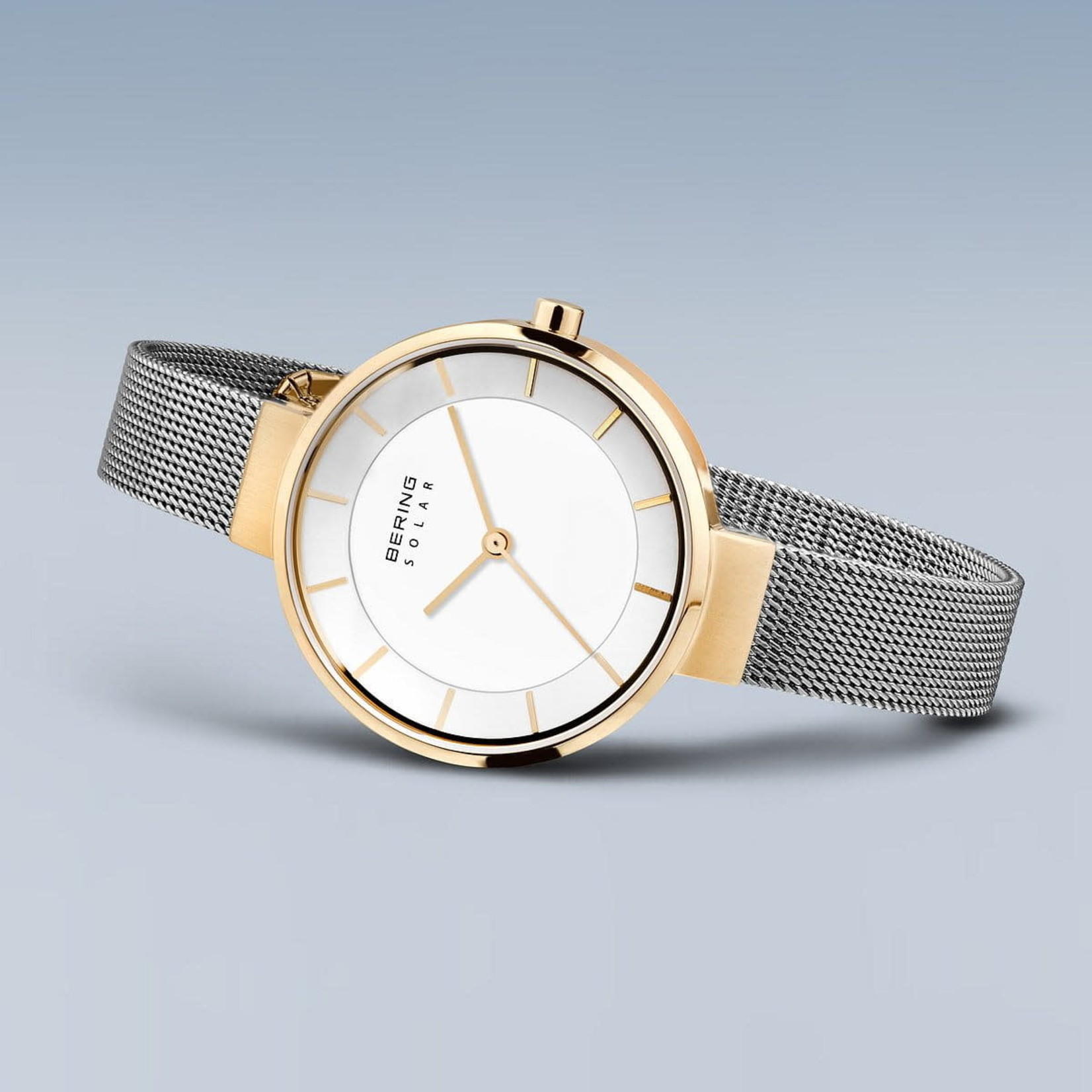 BERING Bering Stainless Steel Two Tone Solar w/Mesh Band