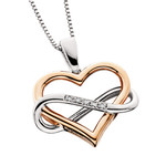 THE BERCO COMPANY, INC. Sterling Silver RGP Infinity Heart w/ Diamond Pendant