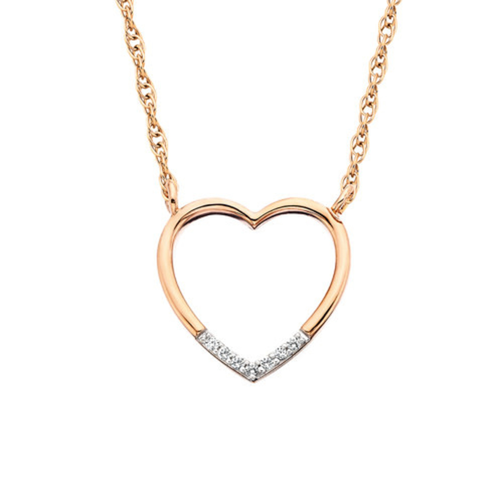 THE BERCO COMPANY, INC. 10K Rose Gold Heart w/Diamonds 0.02cttw Pendant