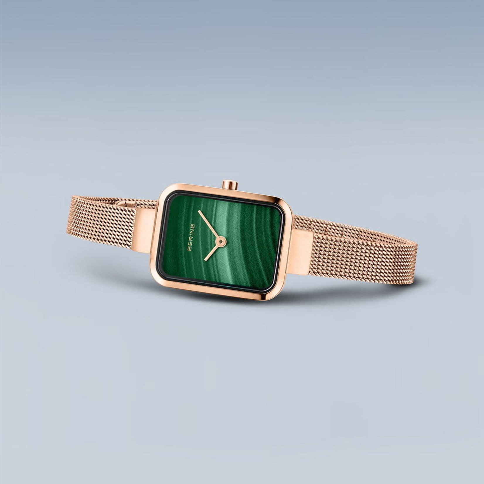 BERING Bering Stainless Steel Green Dial & Rose Gold Plated Case & Mesh Band