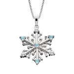 THE BERCO COMPANY, INC. Sterling Silver Snowflake/ Blue & White Topaz Necklace