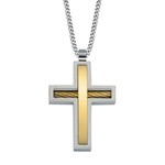 LEGERE Stainless Steel & Gold Plated Cross w/Chain