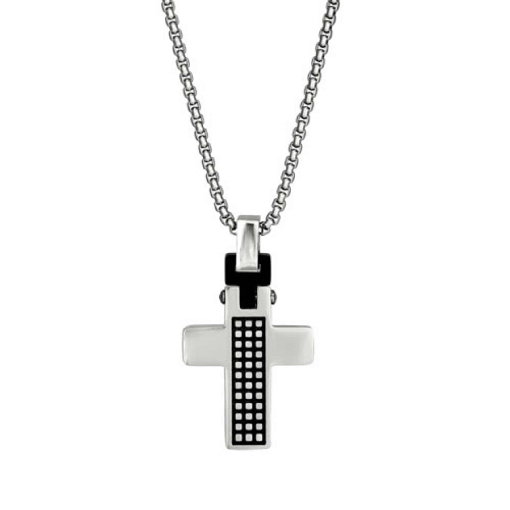 LEGERE Stainless Steel Small Cross w/Checkerboard Center