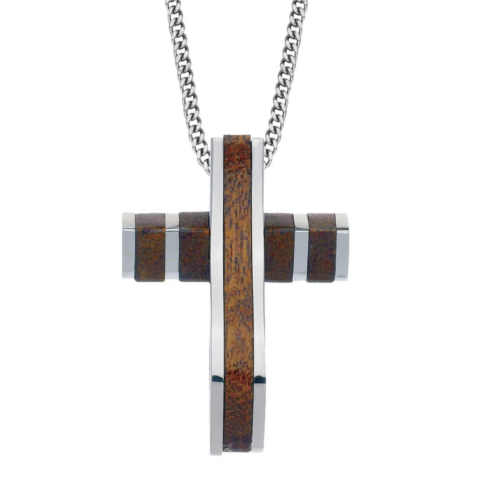 LEGERE Stainless Steel & Wood Cross w/Chain