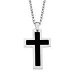 LEGERE Stainless Steel & Black Cross w/Chain