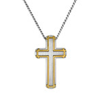 LEGERE Stainless Steel Cross w/Gold Tone Bands