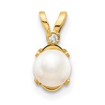 QUALITY GOLD OF CINCINNATI INC 14K Cultured Pearl & Diamond Pendant / No Chain