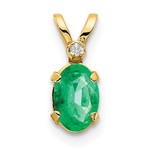 QUALITY GOLD OF CINCINNATI INC 14K Emerald & Diamond Pendant/ No Chain