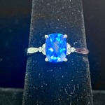YCH INC. 14KW Glacier Blue Topaz & Diamond Ring