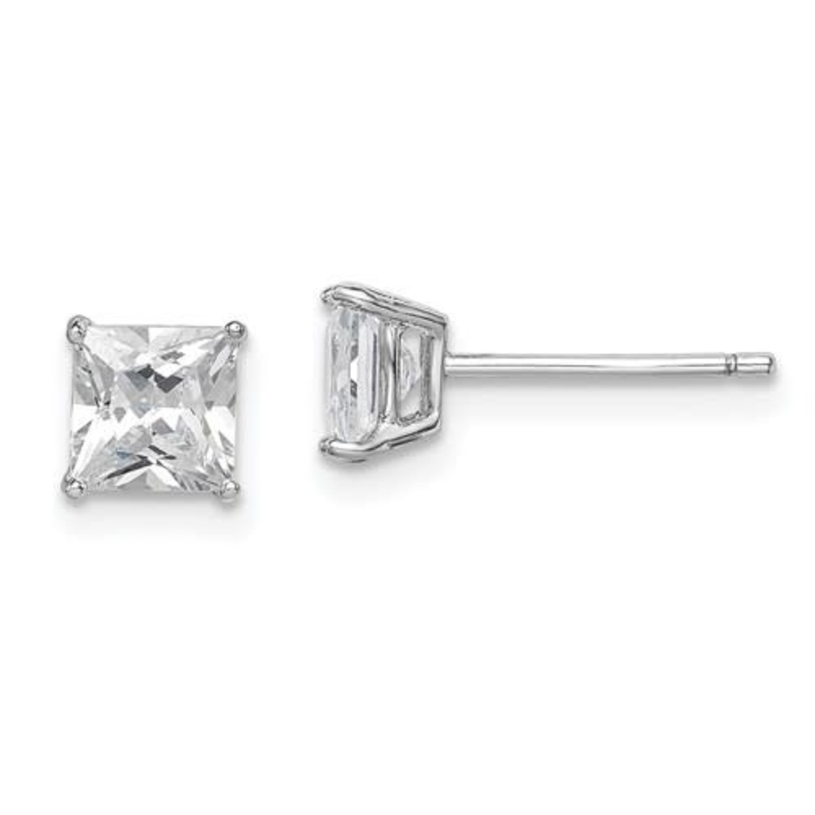 QUALITY GOLD OF CINCINNATI INC Sterling Silver 5mm CZ Square Stud Earrings